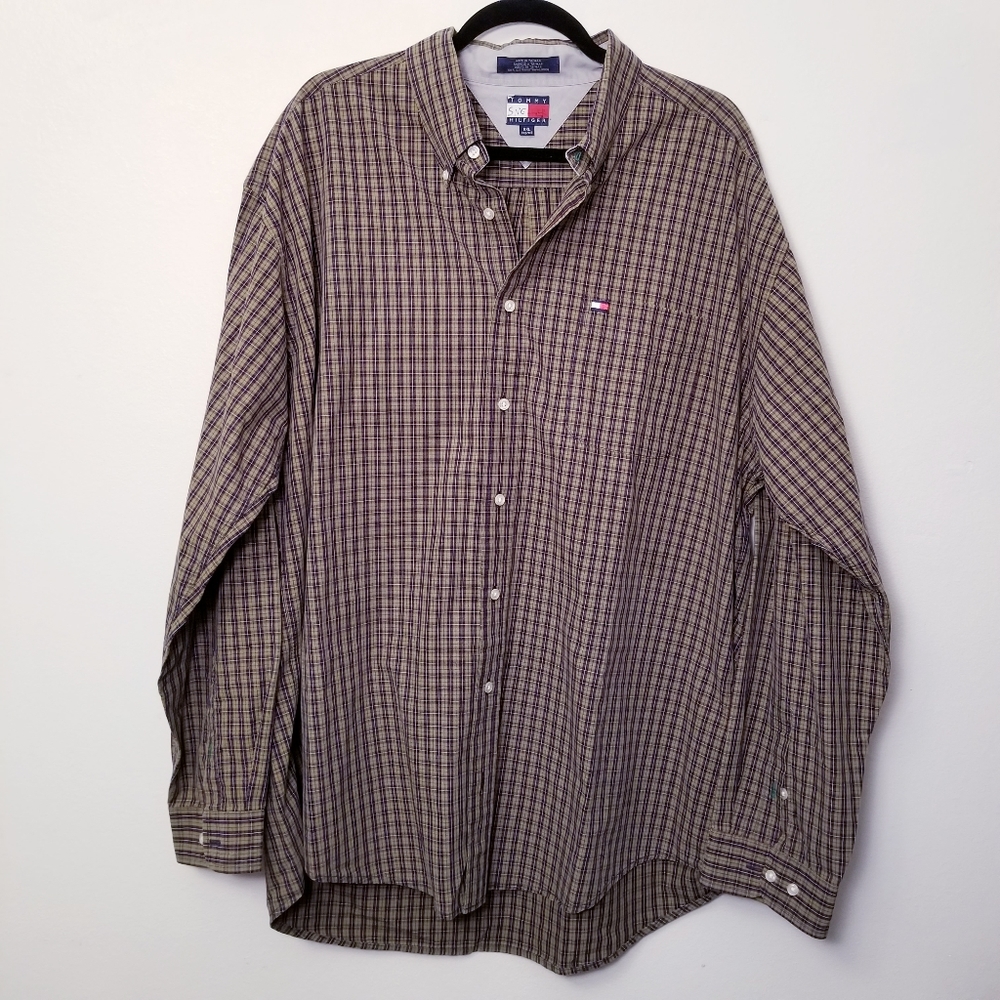 Tommy Hilfiger XXL Brown Long Sleeve Button Shirt